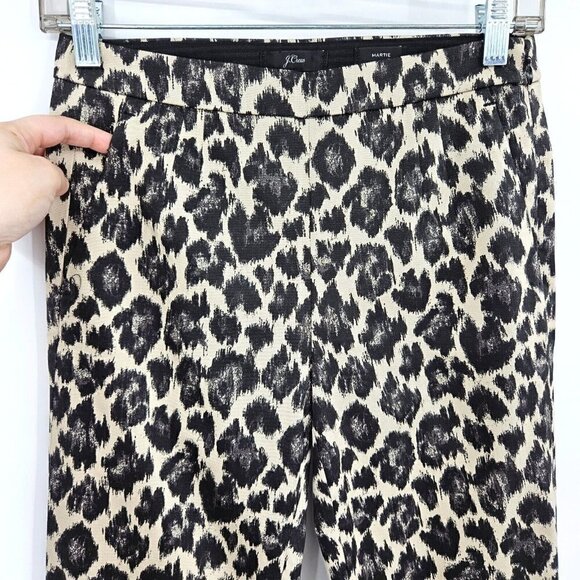 J.Crew Martie Slim Crop Pants In Leopard Stretch Cotton Women's 00 Preppy Career - Picture 3 of 11